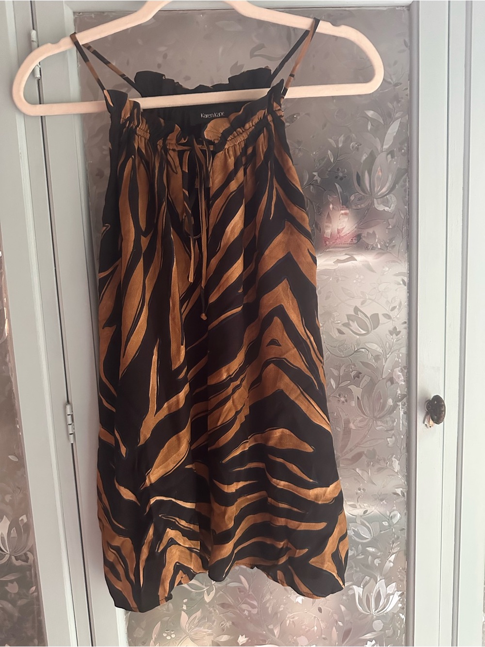 Karen Kane Black and Brown Zebra-Print Midi Skirt